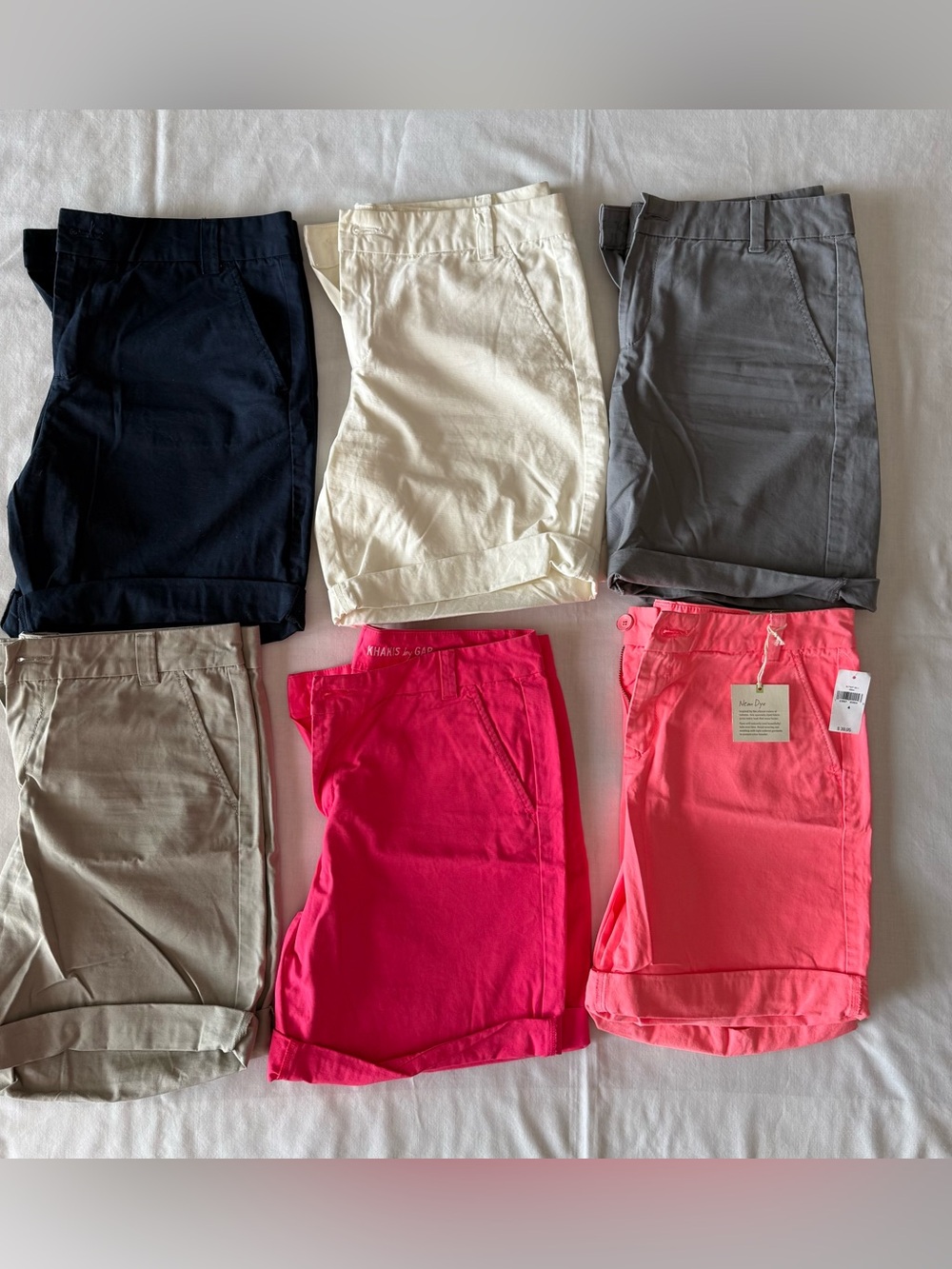 Gap Boyfriend Roll-Up Chino Shorts Bundle - Sizes 2 & 4 Khaki Pink Coral